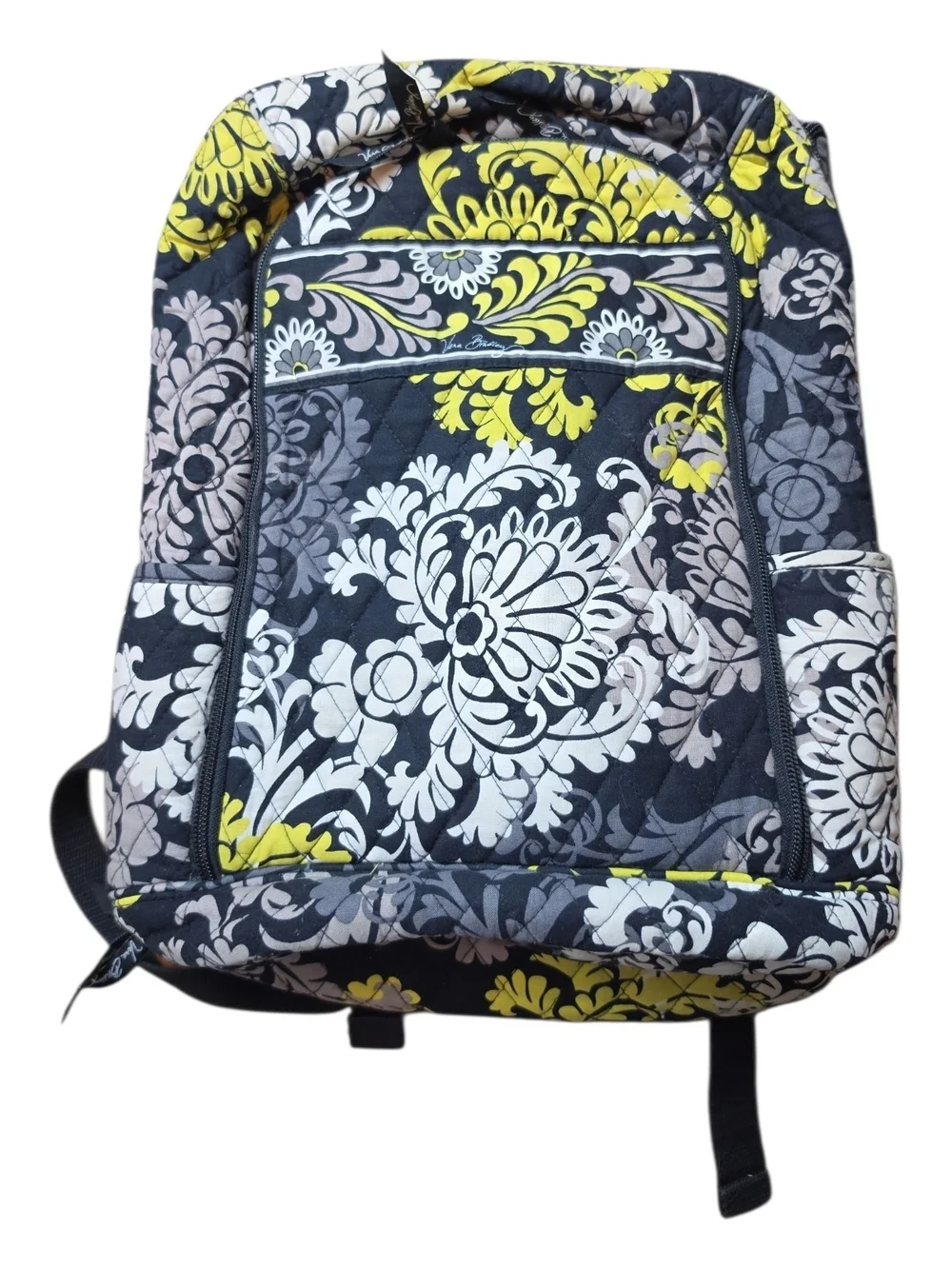 VERA BRADLEY | Quilted Floral Backpack Travel School Laptop Yellow Black Grey